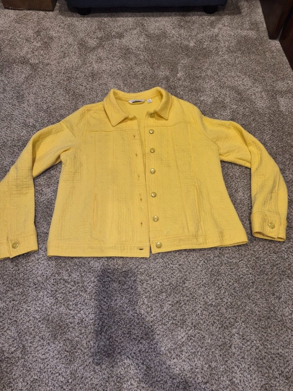 Isaac Mizrahi Live Women's Yellow Textured Snap Front Jacket Size Large